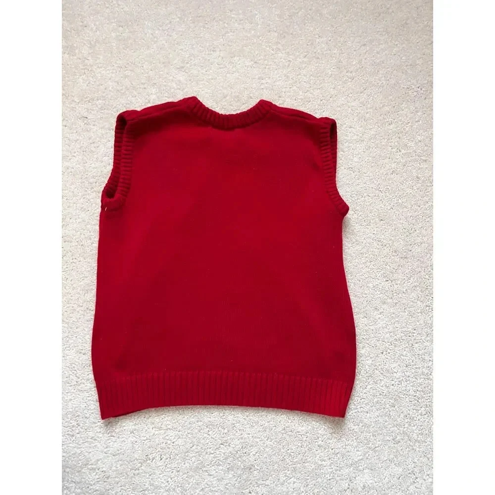 IZOD Kids Classic Red Argyle Sweater Vest Preppy ‎ Casual Cotton Knit Size 10-12